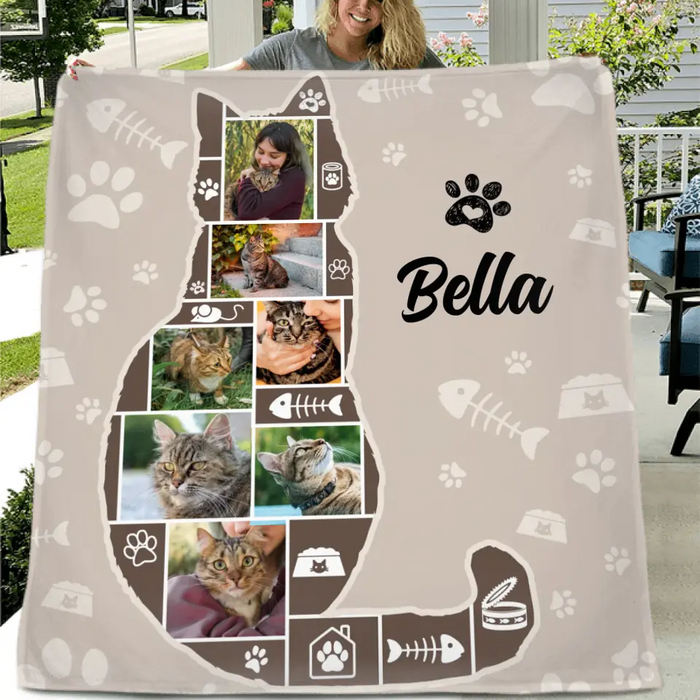 Personalized Cat Photo Fleece Throw Blanket & Quilt - Upload Photo - Gift Idea for Cat Lovers