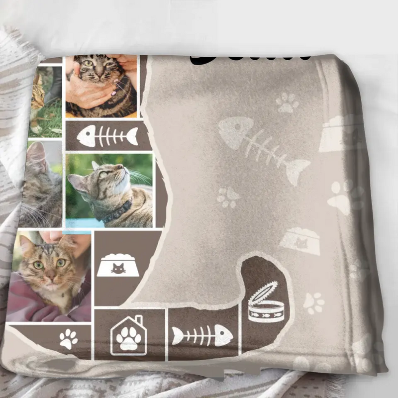 Personalized Cat Photo Fleece Throw Blanket & Quilt - Upload Photo - Gift Idea for Cat Lovers