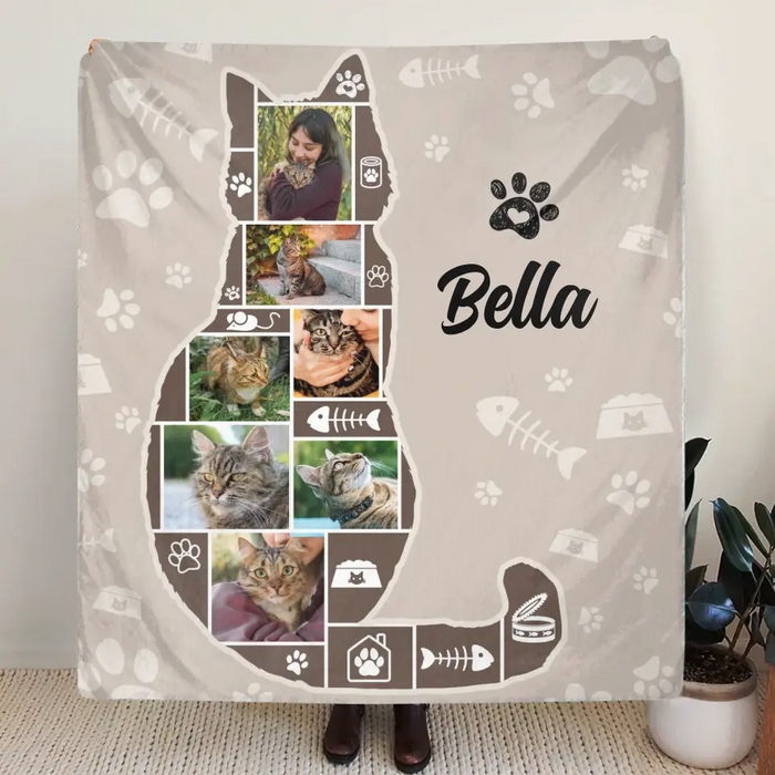 Personalized Cat Photo Fleece Throw Blanket & Quilt - Upload Photo - Gift Idea for Cat Lovers