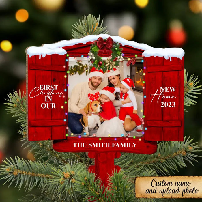 Personalized Family In New Home Tree Topper - Upload Photo - Christmas Gift For Couple/Family - First Christmas In Our New Home 2023