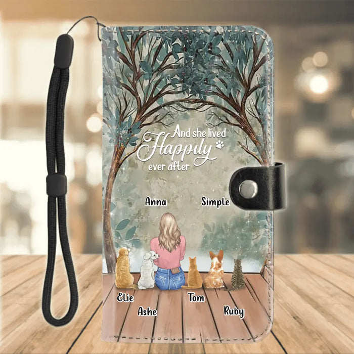 Personalized Pet Mom Phone Wallets - Gift Idea For Dog/Cat Lover with up to 5 Pets - And She Lived Happily Ever After