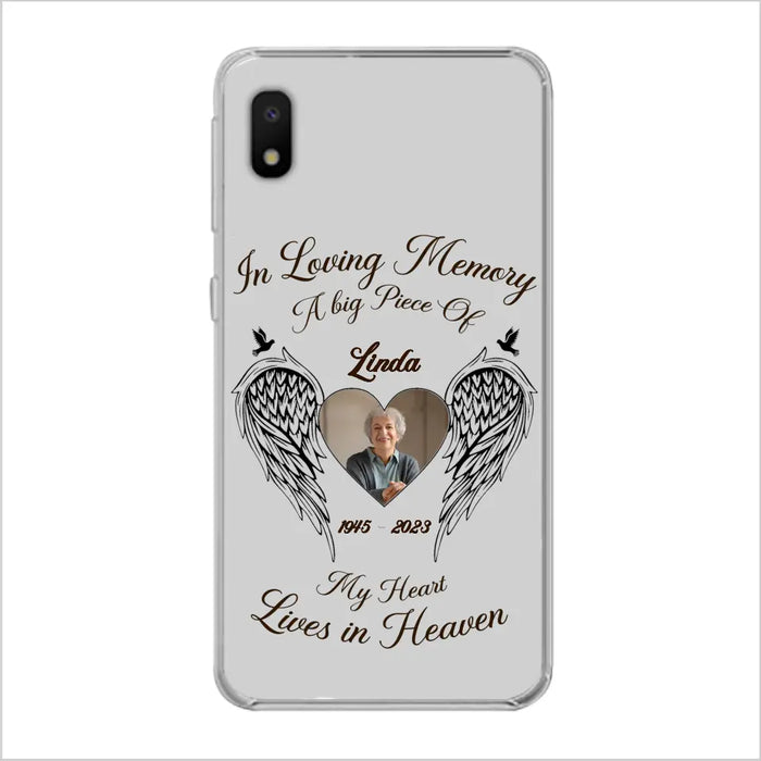 Custom Personalized Memorial Phone Case - Upload Photo - Memorial Gift Idea For Family Member/Pet Lovers - In Loving Memory A Big Piece Of My Heart Lives In Heaven