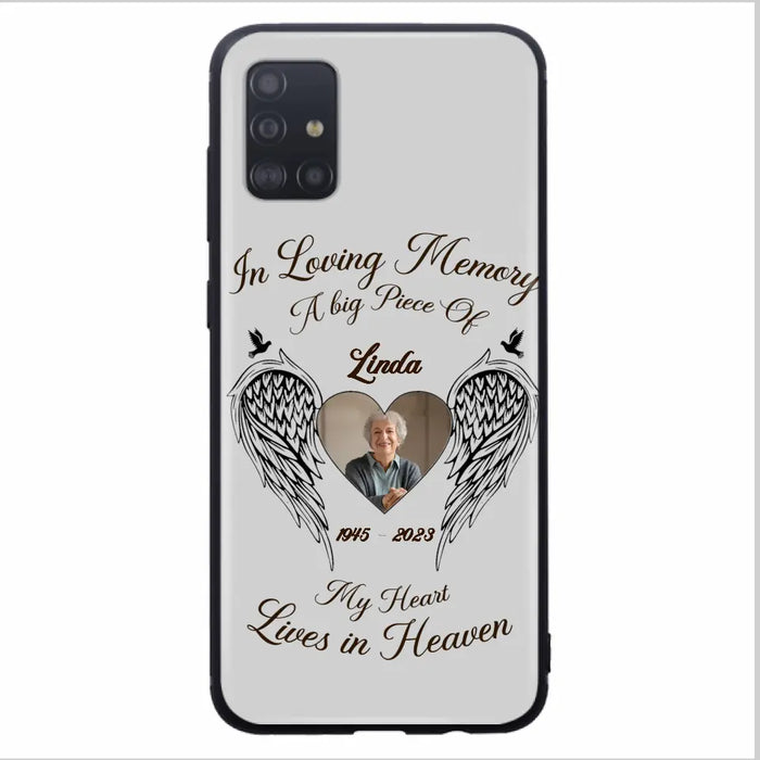 Custom Personalized Memorial Phone Case - Upload Photo - Memorial Gift Idea For Family Member/Pet Lovers - In Loving Memory A Big Piece Of My Heart Lives In Heaven
