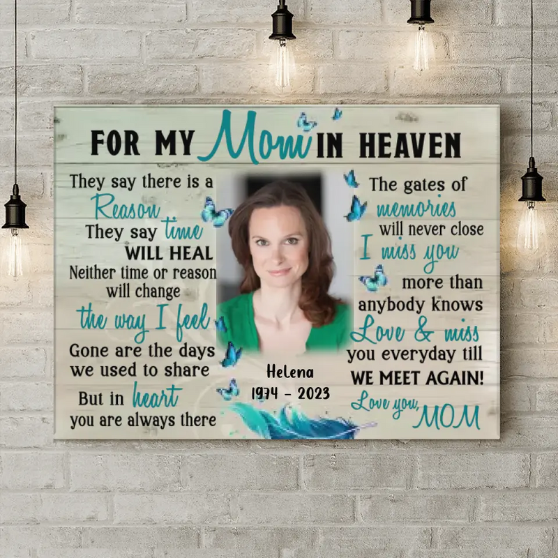 Custom Personalized Memorial Photo Horizontal Canvas - Memorial Gift Idea For Mother's Day - I Miss You More Than Anybody Knows