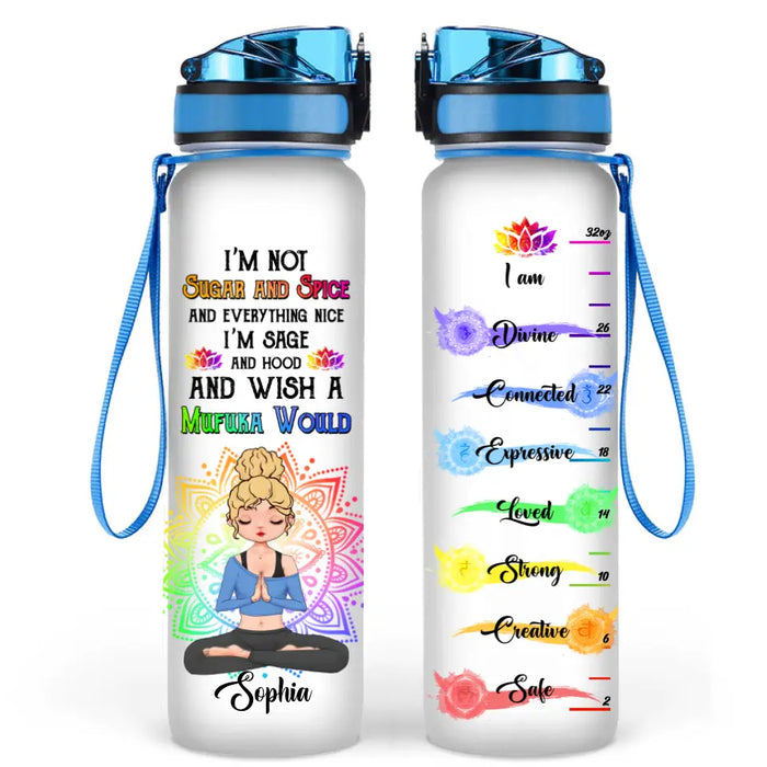 Personalized Yoga Water Tracker Bottle - Gift Idea For Yoga Lover - I'm Not Not Sugar & Spice