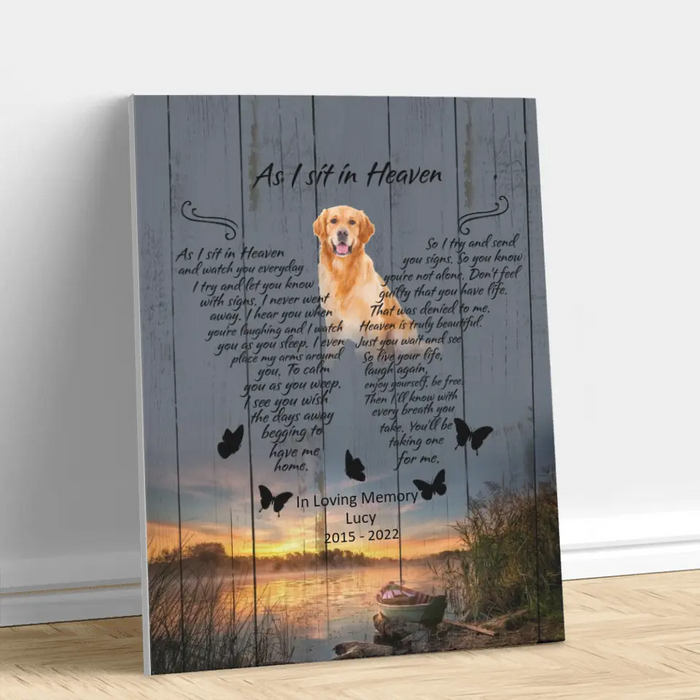 Personalized Dog Photo Memorial Canvas - Memorial Gift For Dog Lover - As I Sit In Heaven