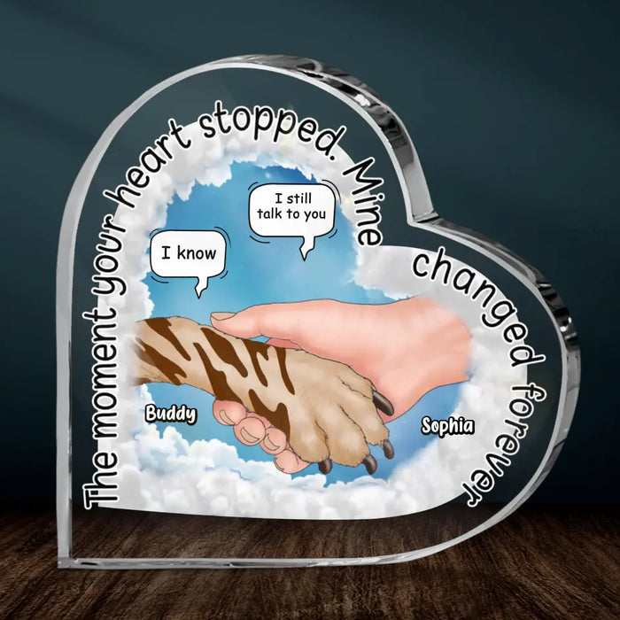 Personalized Memorial Dog Acrylic Plaque - Memorial Gift Idea for Dog Owners - The Moment Your Heart Stopped Mine Changed Forever