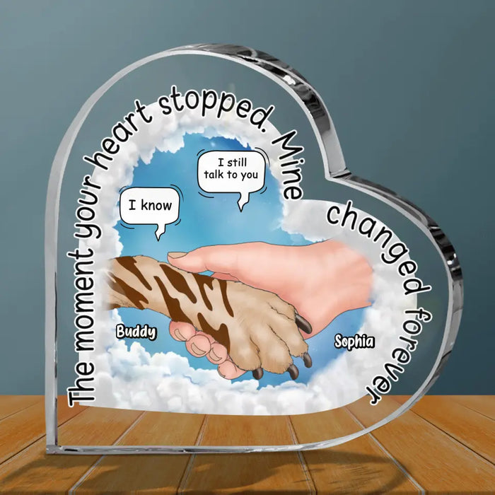 Personalized Memorial Dog Acrylic Plaque - Memorial Gift Idea for Dog Owners - The Moment Your Heart Stopped Mine Changed Forever