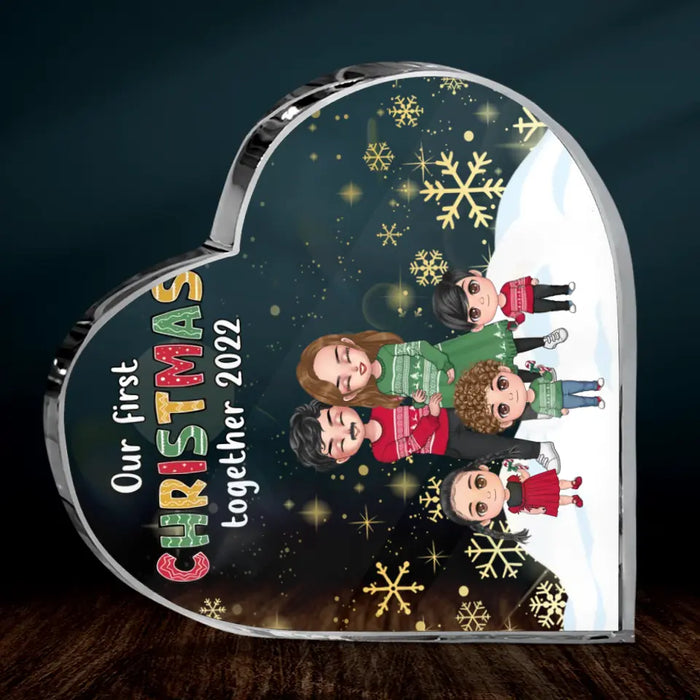 Personalized Pregnant Mom And Family Acrylic Plaque - Gift Idea For Family/Christmas With Up To 3 Kids - Our First Christmas Together 2022