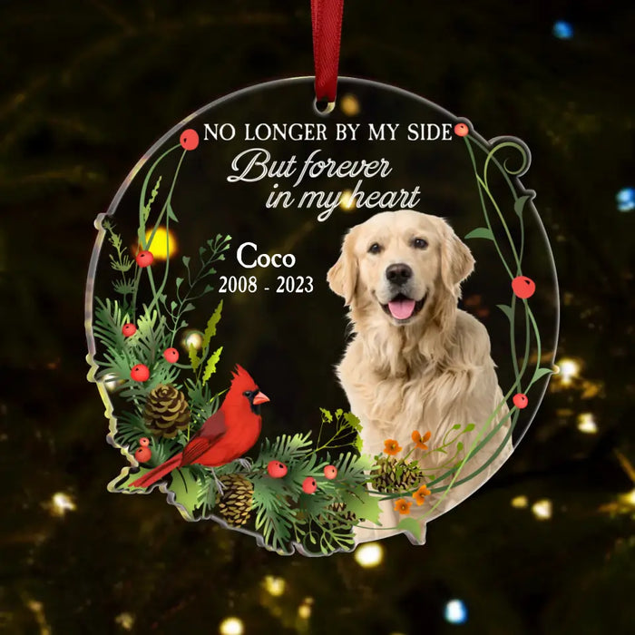 Personalized Memorial Acrylic Ornament - Upload Photo - Memorial Gift Idea for Christmas/Pet Lover - No Longer By My Side But Forever In My Heart