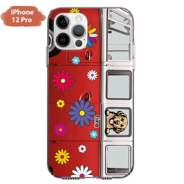 Personalized Campervan Hippie And Pet Phone Case - Up to 3 Pets - Gift Idea For Dog/Cat Lover - Case For iPhone And Samsung