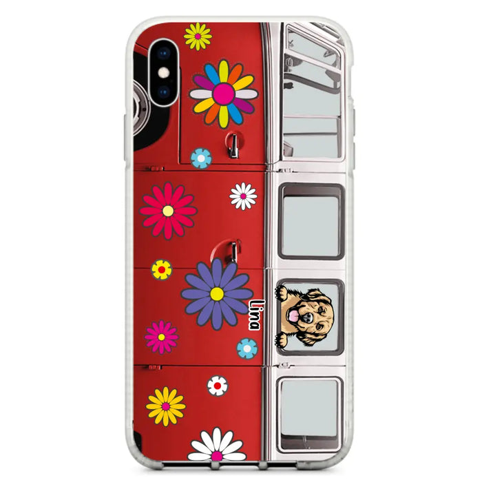 Personalized Campervan Hippie And Pet Phone Case - Up to 3 Pets - Gift Idea For Dog/Cat Lover - Case For iPhone And Samsung