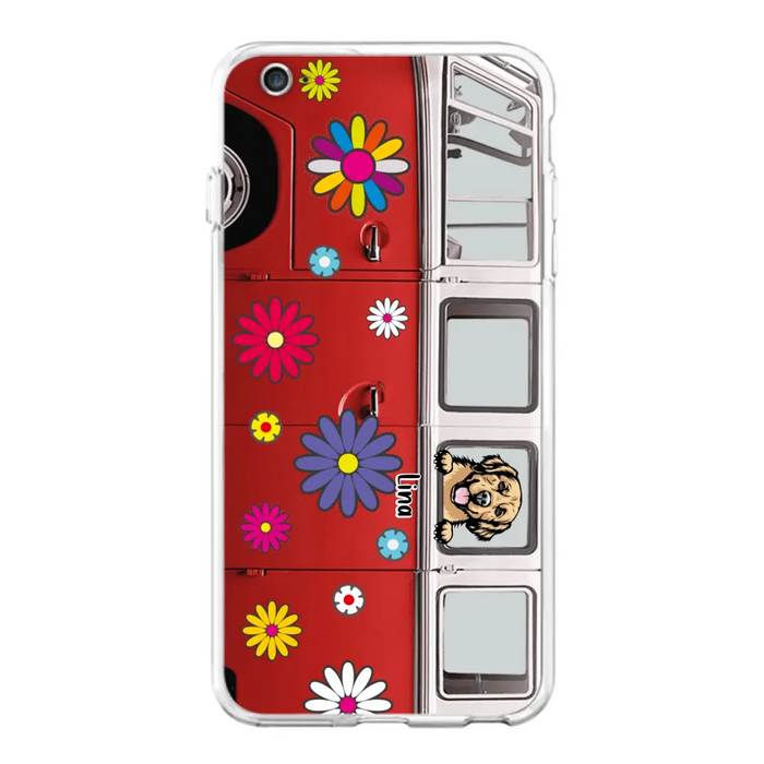 Personalized Campervan Hippie And Pet Phone Case - Up to 3 Pets - Gift Idea For Dog/Cat Lover - Case For iPhone And Samsung