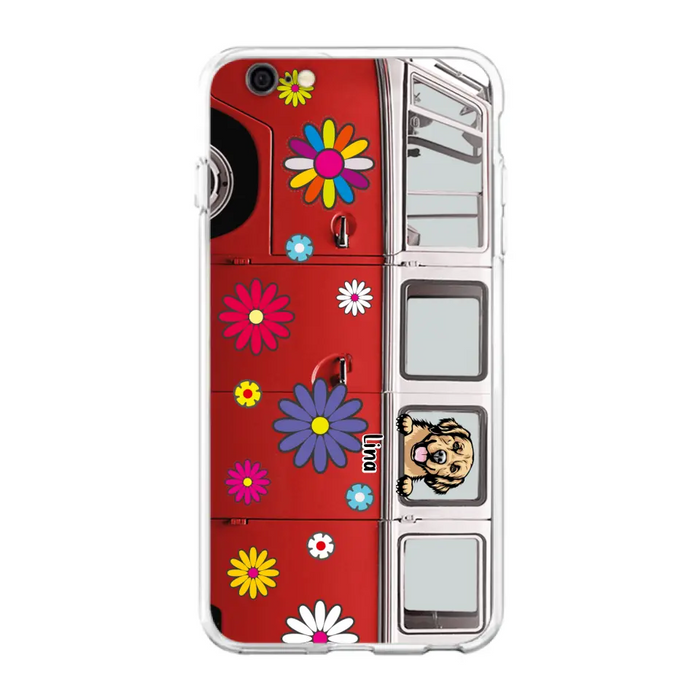 Personalized Campervan Hippie And Pet Phone Case - Up to 3 Pets - Gift Idea For Dog/Cat Lover - Case For iPhone And Samsung