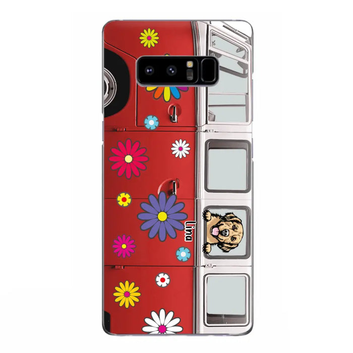 Personalized Campervan Hippie And Pet Phone Case - Up to 3 Pets - Gift Idea For Dog/Cat Lover - Case For iPhone And Samsung