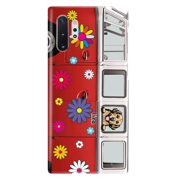 Personalized Campervan Hippie And Pet Phone Case - Up to 3 Pets - Gift Idea For Dog/Cat Lover - Case For iPhone And Samsung