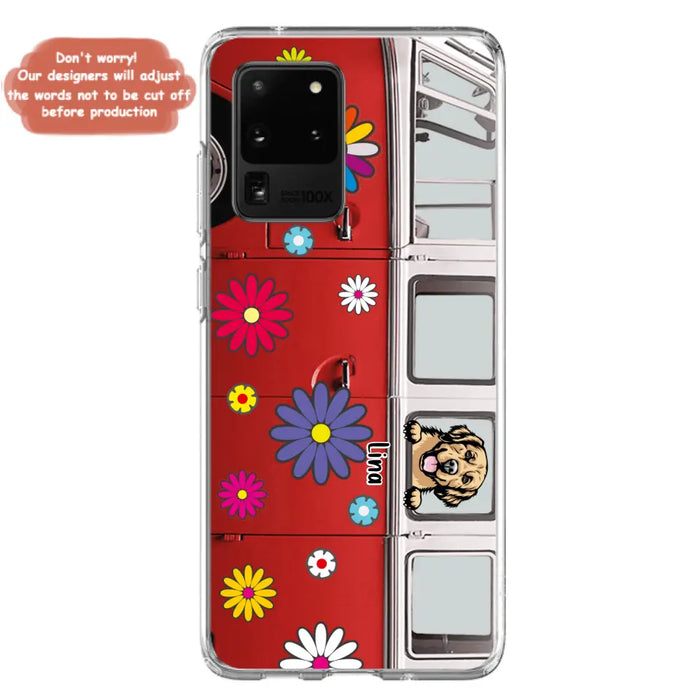 Personalized Campervan Hippie And Pet Phone Case - Up to 3 Pets - Gift Idea For Dog/Cat Lover - Case For iPhone And Samsung