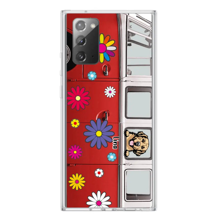 Personalized Campervan Hippie And Pet Phone Case - Up to 3 Pets - Gift Idea For Dog/Cat Lover - Case For iPhone And Samsung