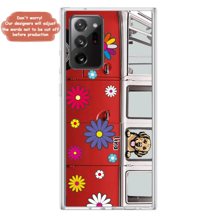 Personalized Campervan Hippie And Pet Phone Case - Up to 3 Pets - Gift Idea For Dog/Cat Lover - Case For iPhone And Samsung