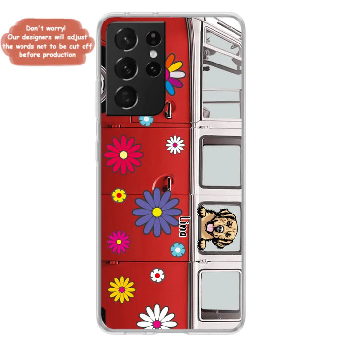 Personalized Campervan Hippie And Pet Phone Case - Up to 3 Pets - Gift Idea For Dog/Cat Lover - Case For iPhone And Samsung