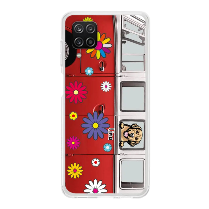 Personalized Campervan Hippie And Pet Phone Case - Up to 3 Pets - Gift Idea For Dog/Cat Lover - Case For iPhone And Samsung