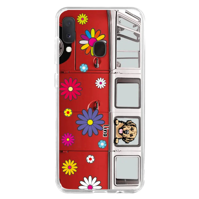 Personalized Campervan Hippie And Pet Phone Case - Up to 3 Pets - Gift Idea For Dog/Cat Lover - Case For iPhone And Samsung