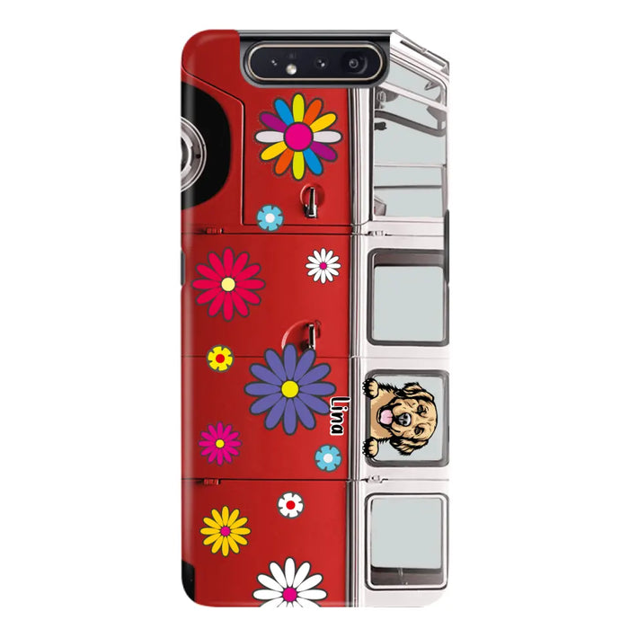 Personalized Campervan Hippie And Pet Phone Case - Up to 3 Pets - Gift Idea For Dog/Cat Lover - Case For iPhone And Samsung