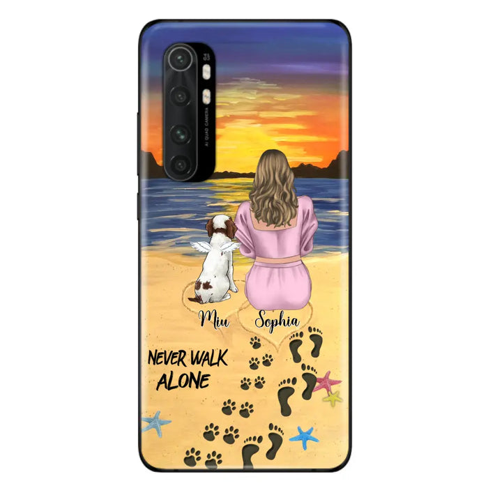 Personalized Memorial Dog Mom Phone Case - Up to 3 Dogs - Memorial Gift Idea for Dog Owners - Never Walk Alone - Case for Xiaomi/Huawei/Oppo