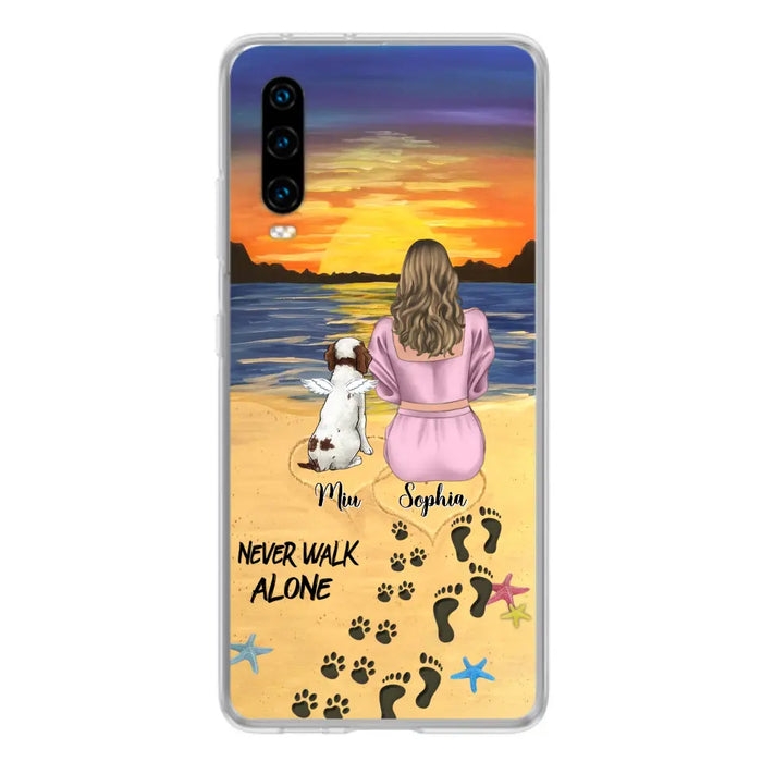 Personalized Memorial Dog Mom Phone Case - Up to 3 Dogs - Memorial Gift Idea for Dog Owners - Never Walk Alone - Case for Xiaomi/Huawei/Oppo