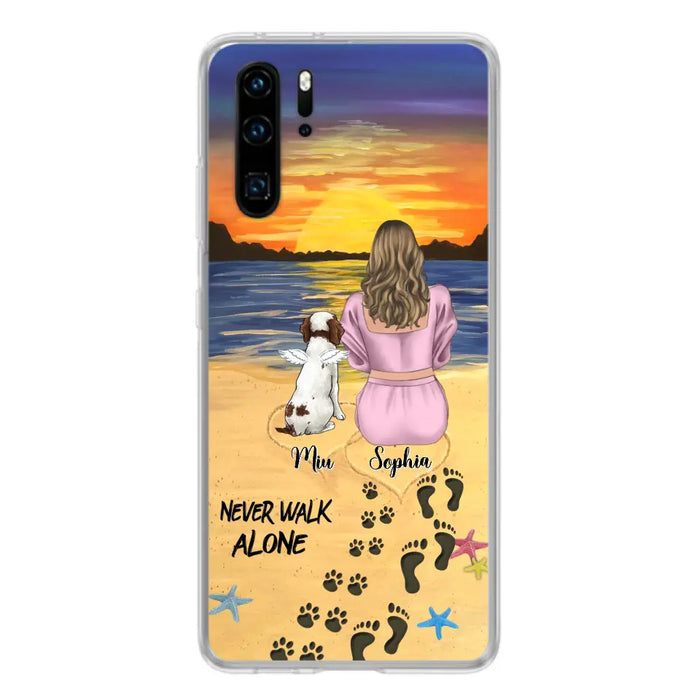Personalized Memorial Dog Mom Phone Case - Up to 3 Dogs - Memorial Gift Idea for Dog Owners - Never Walk Alone - Case for Xiaomi/Huawei/Oppo