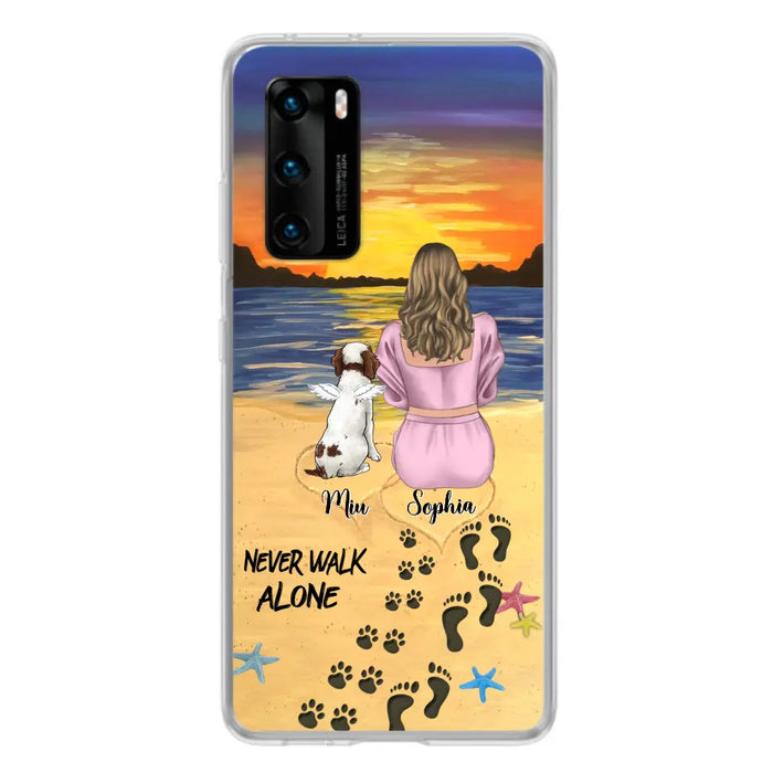 Personalized Memorial Dog Mom Phone Case - Up to 3 Dogs - Memorial Gift Idea for Dog Owners - Never Walk Alone - Case for Xiaomi/Huawei/Oppo