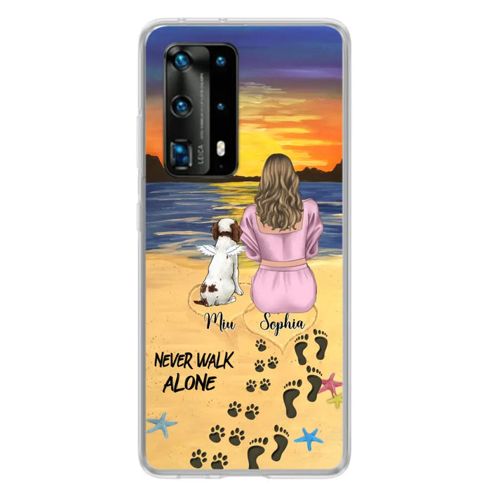 Personalized Memorial Dog Mom Phone Case - Up to 3 Dogs - Memorial Gift Idea for Dog Owners - Never Walk Alone - Case for Xiaomi/Huawei/Oppo