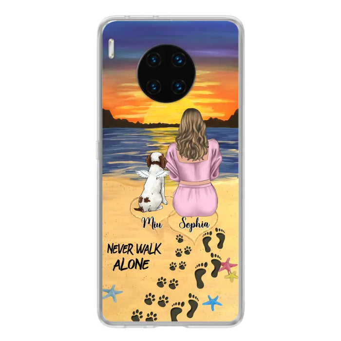 Personalized Memorial Dog Mom Phone Case - Up to 3 Dogs - Memorial Gift Idea for Dog Owners - Never Walk Alone - Case for Xiaomi/Huawei/Oppo