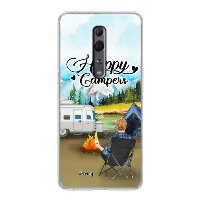 Personalized Camping Phone Case - Single Parent/Couple With Up to 3 Dogs - Happy Campers - Phone Case For Xiaomi, Oppo, Huawei