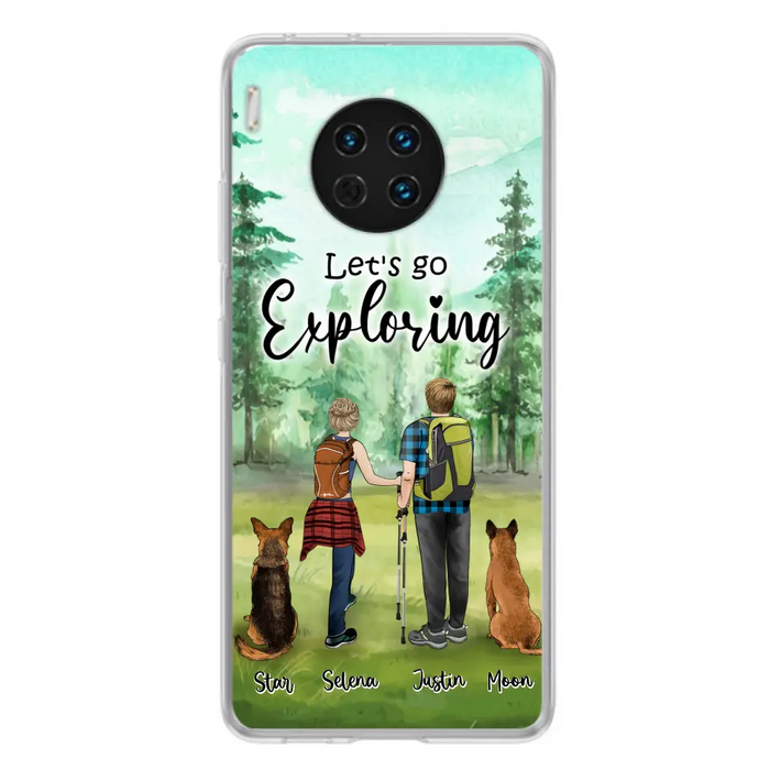 Personalized Trekking Woods Couple With Dogs Phone Case - Couple With Up to 2 Pets - Case For Xiaomi, Huawei and Oppo - 6CIAJ9