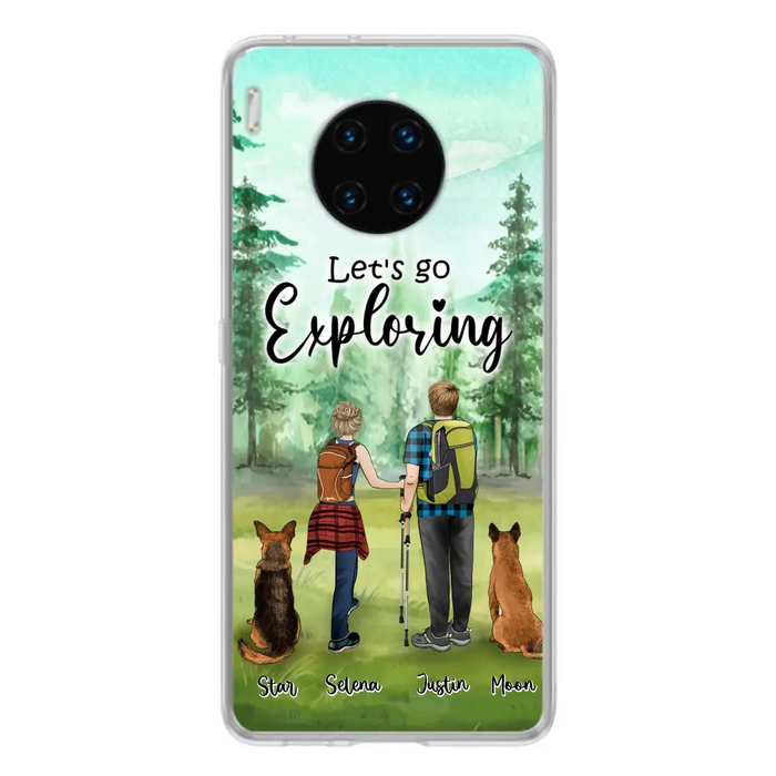 Personalized Trekking Woods Couple With Dogs Phone Case - Couple With Up to 2 Pets - Case For Xiaomi, Huawei and Oppo - 6CIAJ9