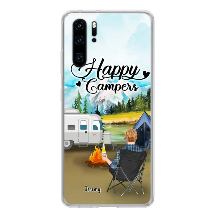 Personalized Camping Phone Case - Single Parent/Couple With Up to 3 Dogs - Happy Campers - Phone Case For Xiaomi, Oppo, Huawei