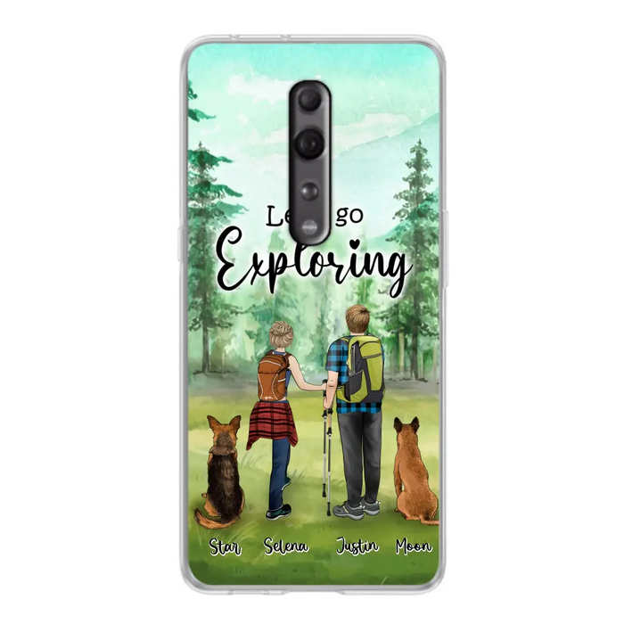 Personalized Trekking Woods Couple With Dogs Phone Case - Couple With Up to 2 Pets - Case For Xiaomi, Huawei and Oppo - 6CIAJ9