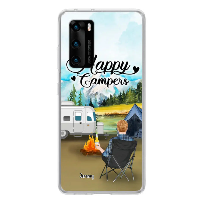 Personalized Camping Phone Case - Single Parent/Couple With Up to 3 Dogs - Happy Campers - Phone Case For Xiaomi, Oppo, Huawei