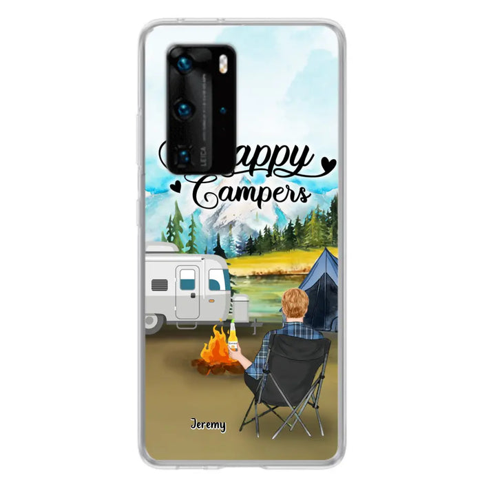 Personalized Camping Phone Case - Single Parent/Couple With Up to 3 Dogs - Happy Campers - Phone Case For Xiaomi, Oppo, Huawei