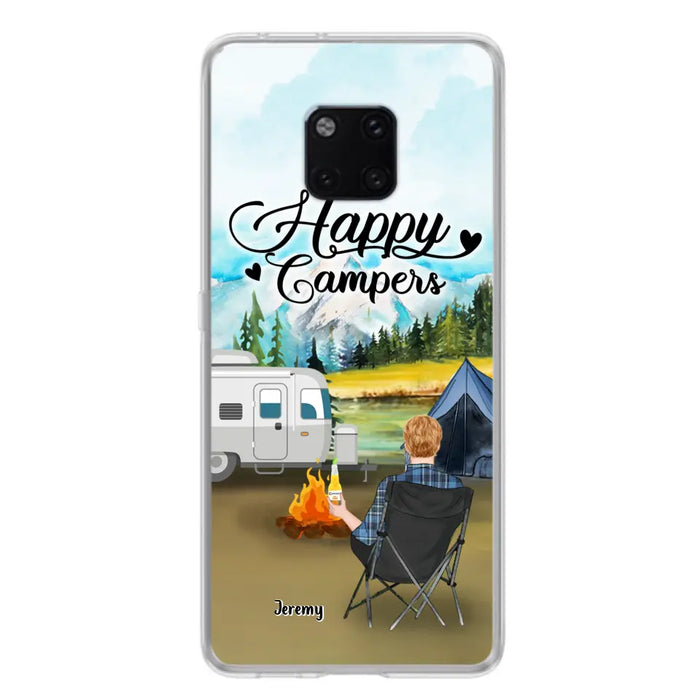 Personalized Camping Phone Case - Single Parent/Couple With Up to 3 Dogs - Happy Campers - Phone Case For Xiaomi, Oppo, Huawei