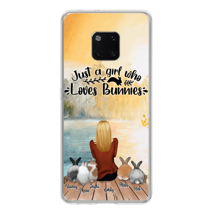 Personalized Rabbit Mom Phone Case - Gifts For Rabbit Lovers With Up to 5 Rabbits - Just A Gril Who Loves Bunnies