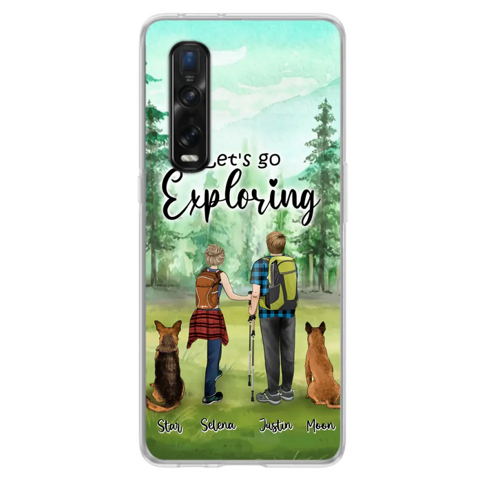 Personalized Trekking Woods Couple With Dogs Phone Case - Couple With Up to 2 Pets - Case For Xiaomi, Huawei and Oppo - 6CIAJ9