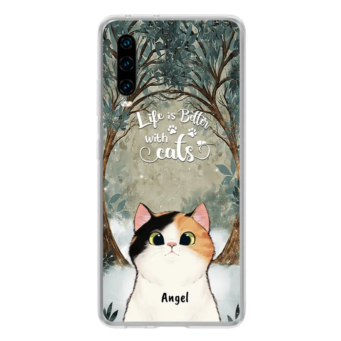 Personalized Cat Phone Case - Up to 6 Cats - Best Gift For Cat Lover - Life Is Better With Cats - Phone Case For  Xiaomi, Oppo And Huawei