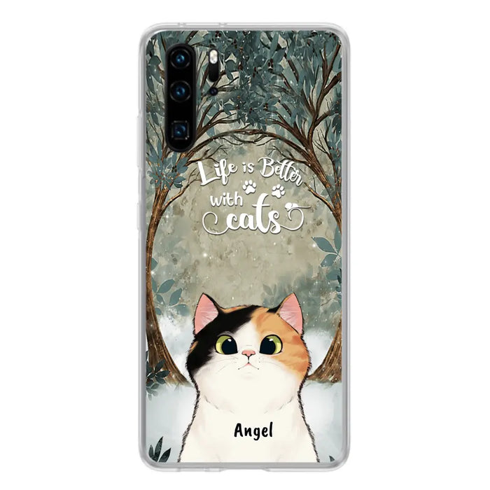 Personalized Cat Phone Case - Up to 6 Cats - Best Gift For Cat Lover - Life Is Better With Cats - Phone Case For  Xiaomi, Oppo And Huawei