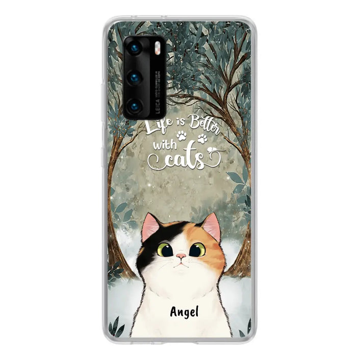 Personalized Cat Phone Case - Up to 6 Cats - Best Gift For Cat Lover - Life Is Better With Cats - Phone Case For  Xiaomi, Oppo And Huawei