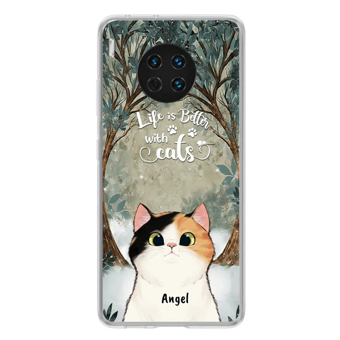 Personalized Cat Phone Case - Up to 6 Cats - Best Gift For Cat Lover - Life Is Better With Cats - Phone Case For  Xiaomi, Oppo And Huawei