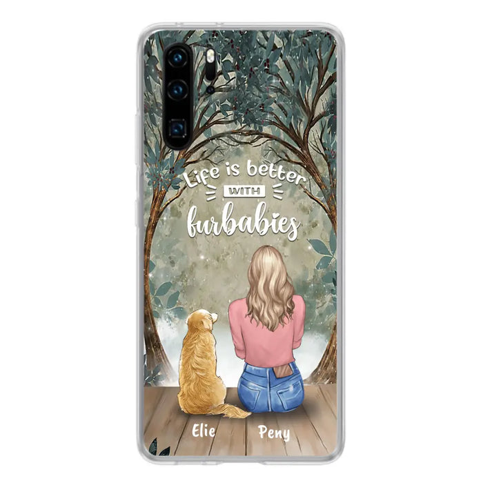 Personalized Pet Mom Phone Case - Girl With Up to 5 Pets - Life Is Better With Furbabies - Case For Xiaomi, Oppo And Huawei