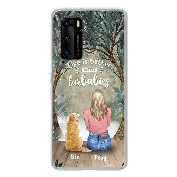 Personalized Pet Mom Phone Case - Girl With Up to 5 Pets - Life Is Better With Furbabies - Case For Xiaomi, Oppo And Huawei