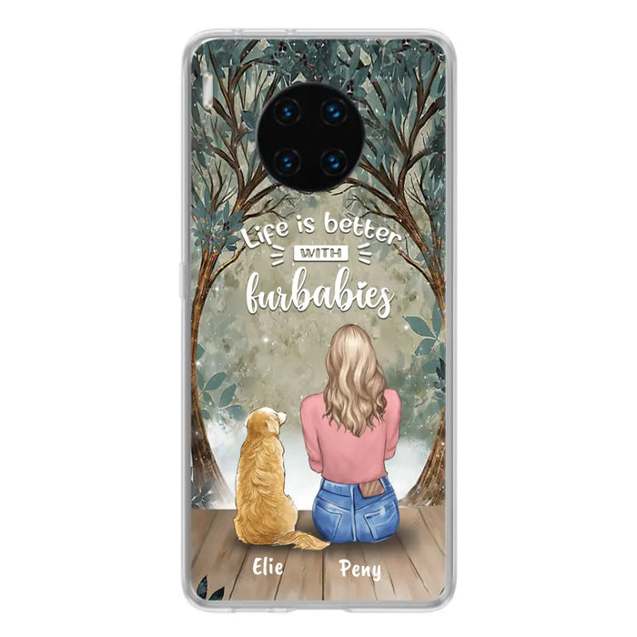Personalized Pet Mom Phone Case - Girl With Up to 5 Pets - Life Is Better With Furbabies - Case For Xiaomi, Oppo And Huawei
